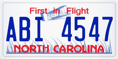 NC license plate ABI4547