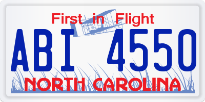 NC license plate ABI4550