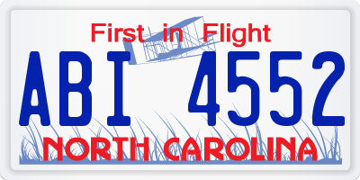 NC license plate ABI4552