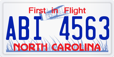 NC license plate ABI4563
