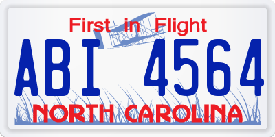 NC license plate ABI4564