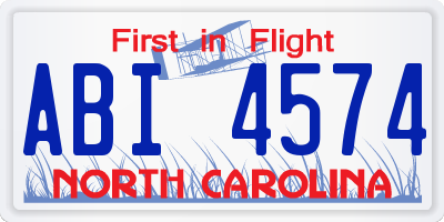 NC license plate ABI4574