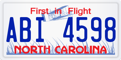 NC license plate ABI4598