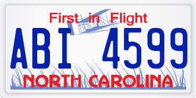 NC license plate ABI4599