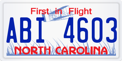 NC license plate ABI4603
