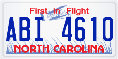 NC license plate ABI4610