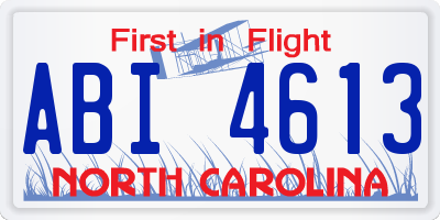NC license plate ABI4613