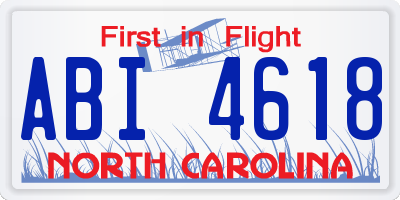NC license plate ABI4618