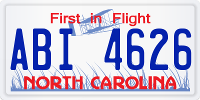 NC license plate ABI4626