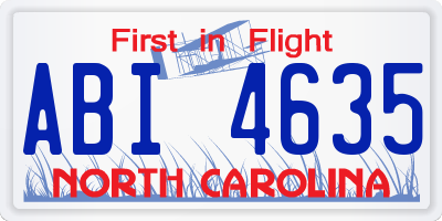 NC license plate ABI4635