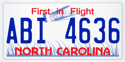 NC license plate ABI4636