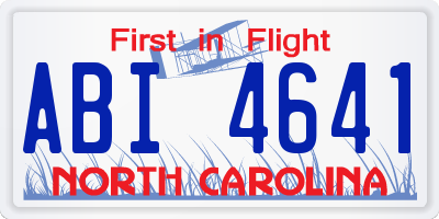 NC license plate ABI4641