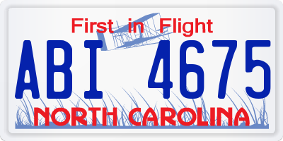 NC license plate ABI4675