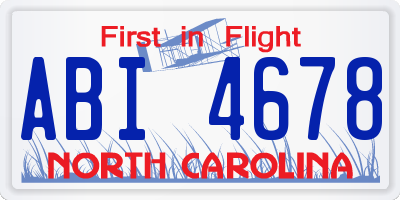NC license plate ABI4678