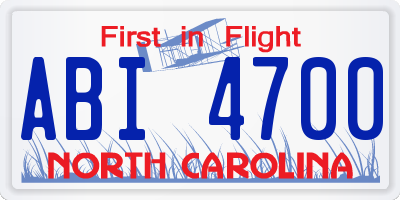 NC license plate ABI4700