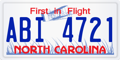 NC license plate ABI4721