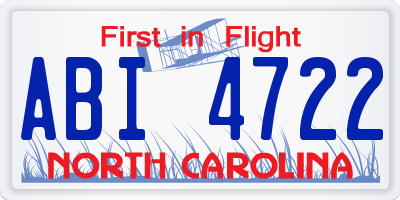 NC license plate ABI4722