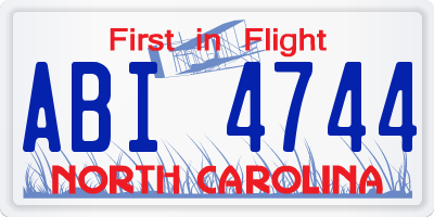 NC license plate ABI4744