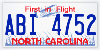 NC license plate ABI4752
