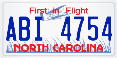NC license plate ABI4754