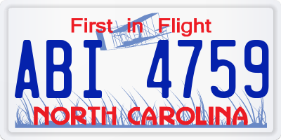 NC license plate ABI4759