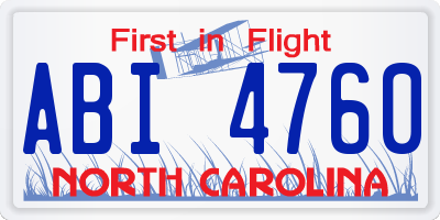 NC license plate ABI4760