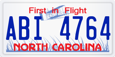NC license plate ABI4764