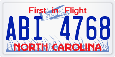 NC license plate ABI4768