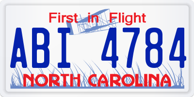 NC license plate ABI4784