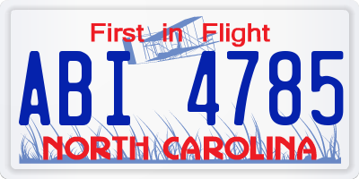 NC license plate ABI4785