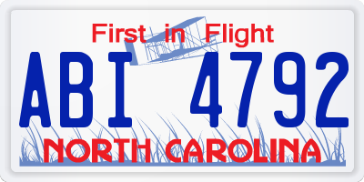 NC license plate ABI4792