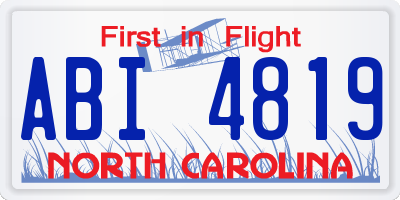 NC license plate ABI4819