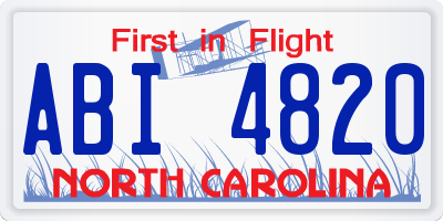 NC license plate ABI4820