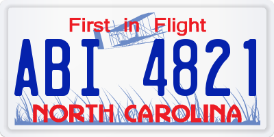 NC license plate ABI4821