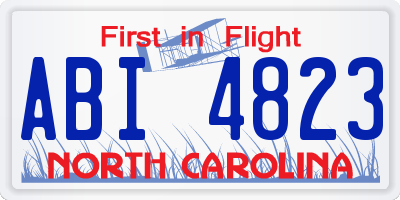 NC license plate ABI4823