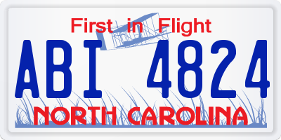 NC license plate ABI4824
