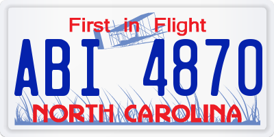NC license plate ABI4870
