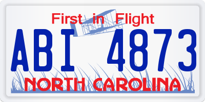 NC license plate ABI4873