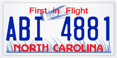 NC license plate ABI4881