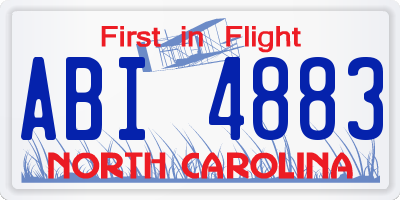 NC license plate ABI4883