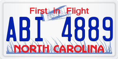 NC license plate ABI4889