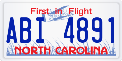 NC license plate ABI4891