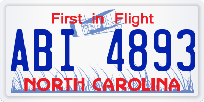 NC license plate ABI4893