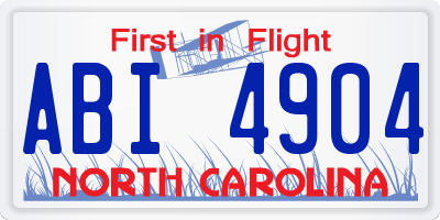 NC license plate ABI4904