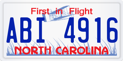 NC license plate ABI4916