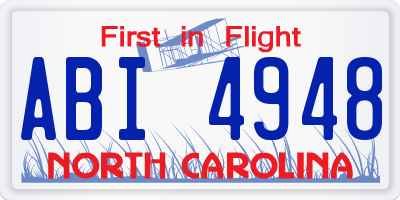 NC license plate ABI4948