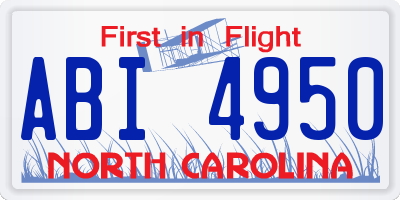 NC license plate ABI4950