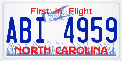 NC license plate ABI4959