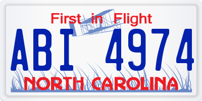 NC license plate ABI4974