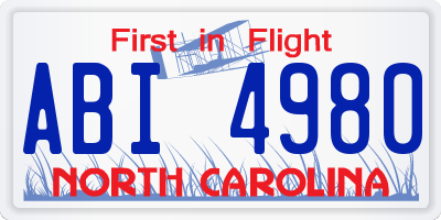 NC license plate ABI4980
